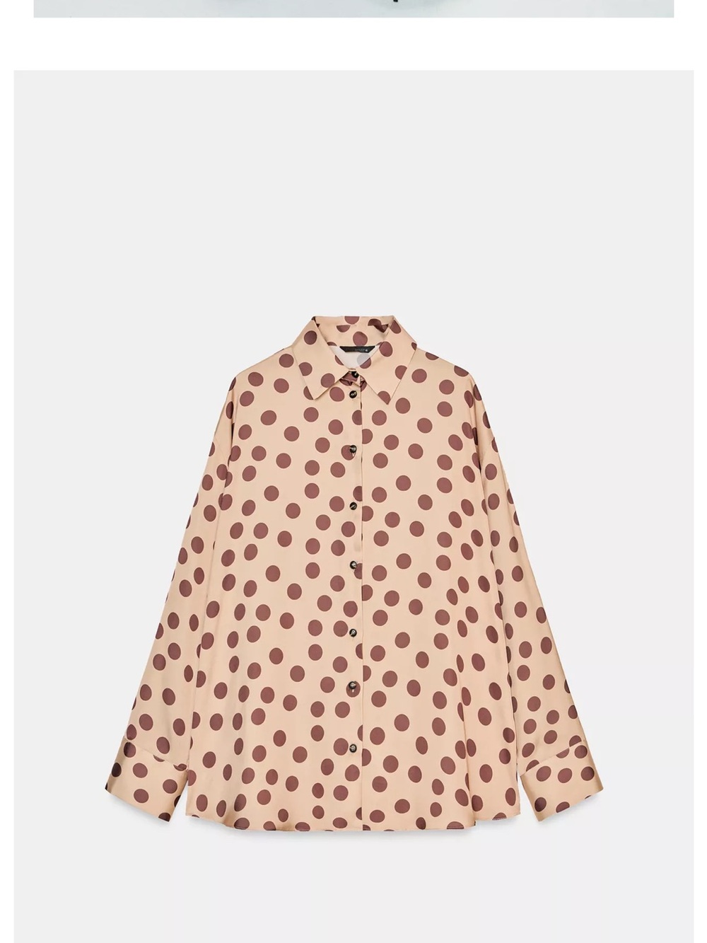 Zara Pink Beige Polka Dot Button-Down Shirt
